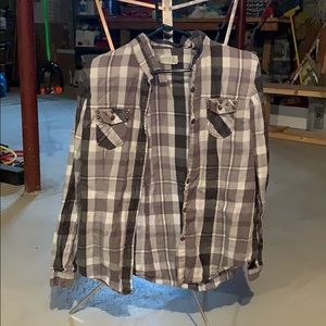 Gray studded flannel